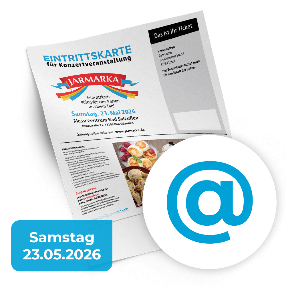 Jarmarka Ticket (per eMail) gültig für einen Tag am 23. Mai 2026 (VORVERKAUF)