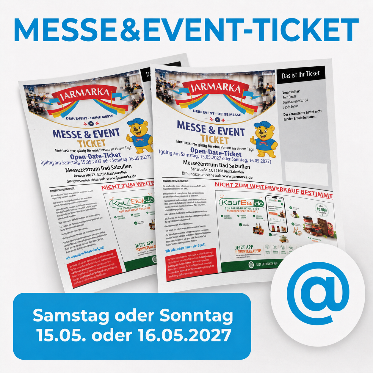 2x Jarmarka Messe&Event "Open Date" (per eMail) gültig am 15.05. oder 16.05.2027 (Samstag oder Sonntag)